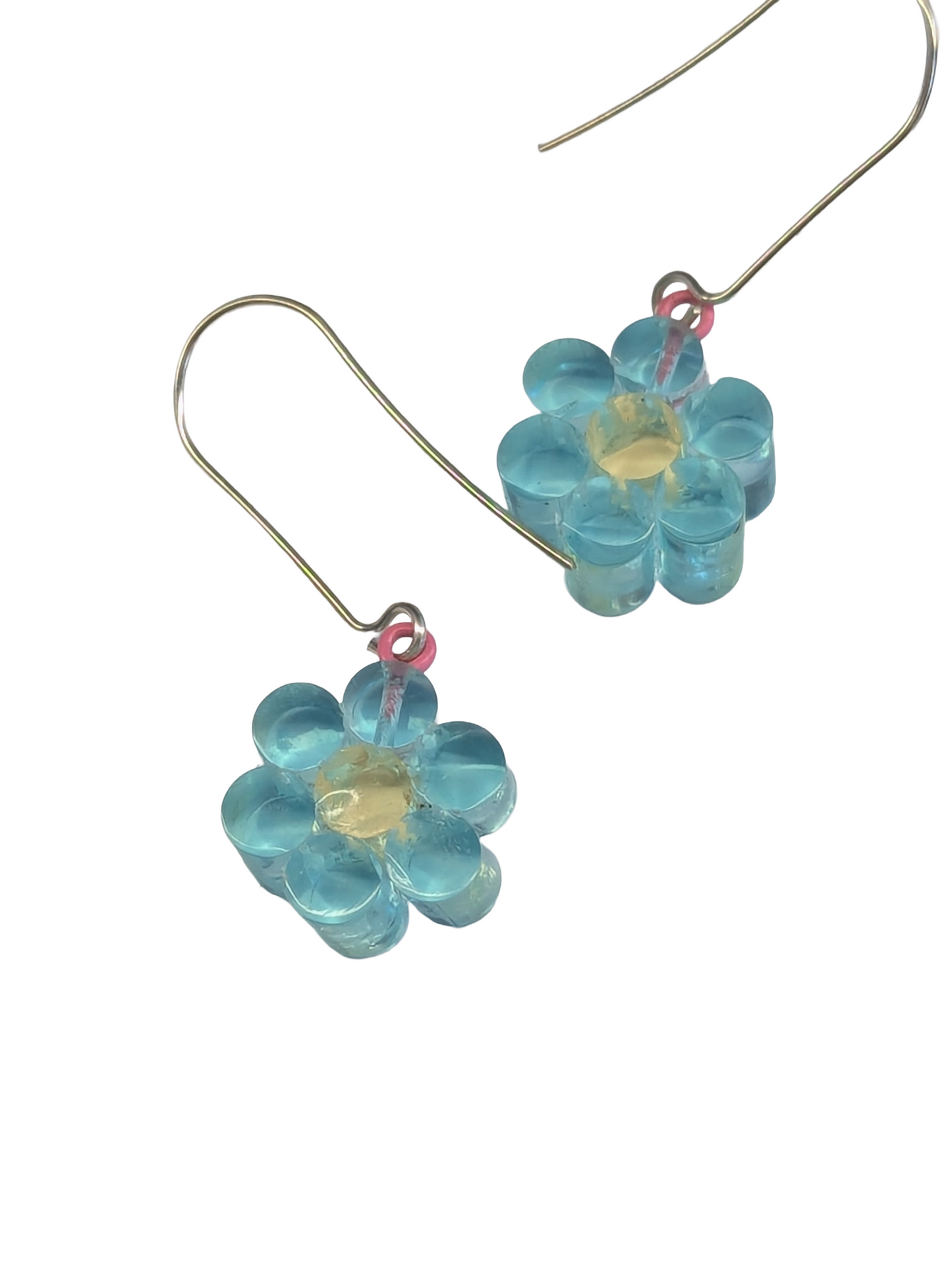Daisy Dangle Earrings - Aqua