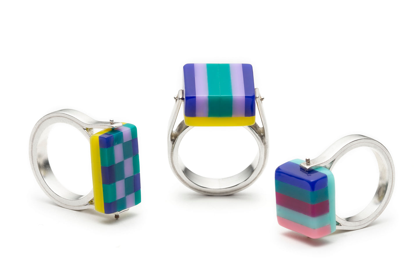 Blue Yosegi Zaiku Inspired Brooch
