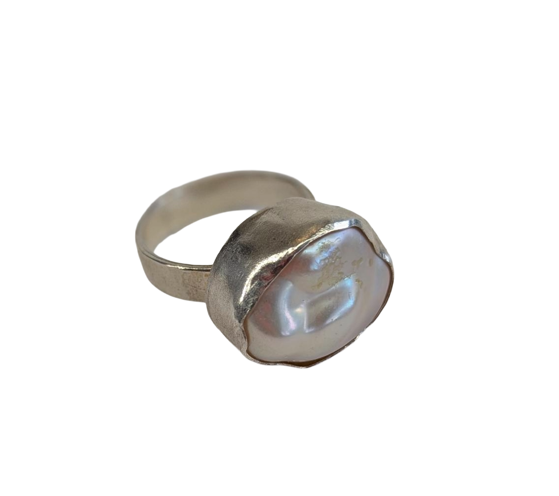 Bezel Set Baroque Pearl Ring