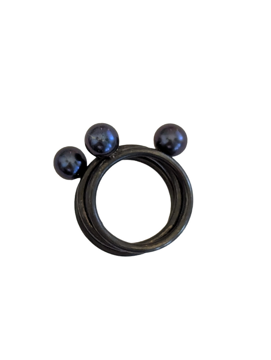 Sterling Silver Pearl Fidget Ring - Triple Band Spinner