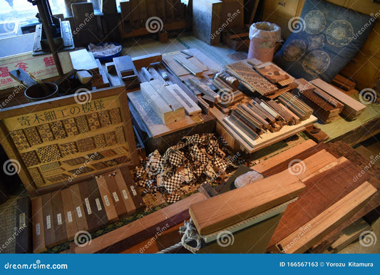 Blue Yosegi Zaiku Inspired Brooch