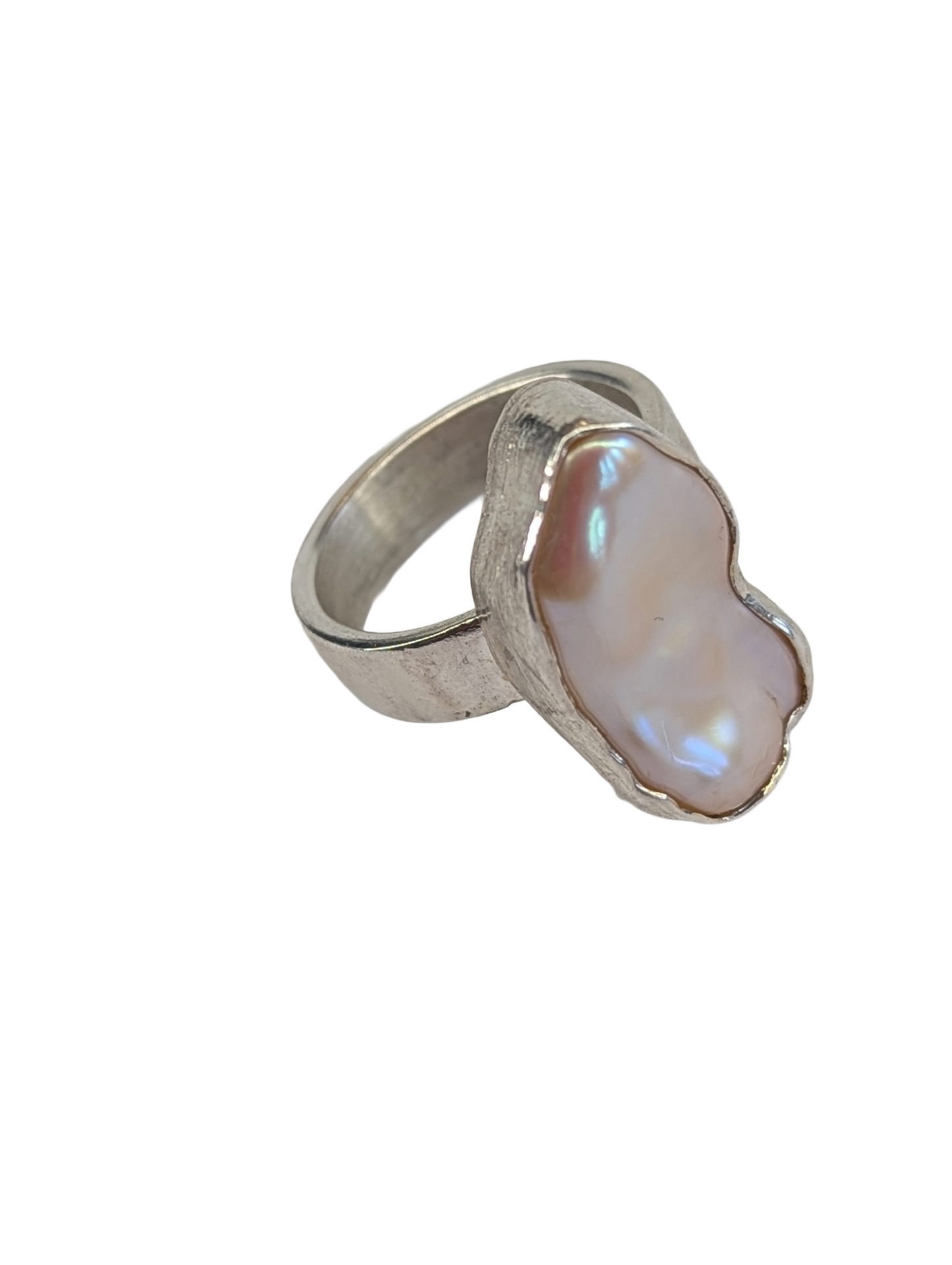 Bezel Set Baroque Pearl Ring - Blush