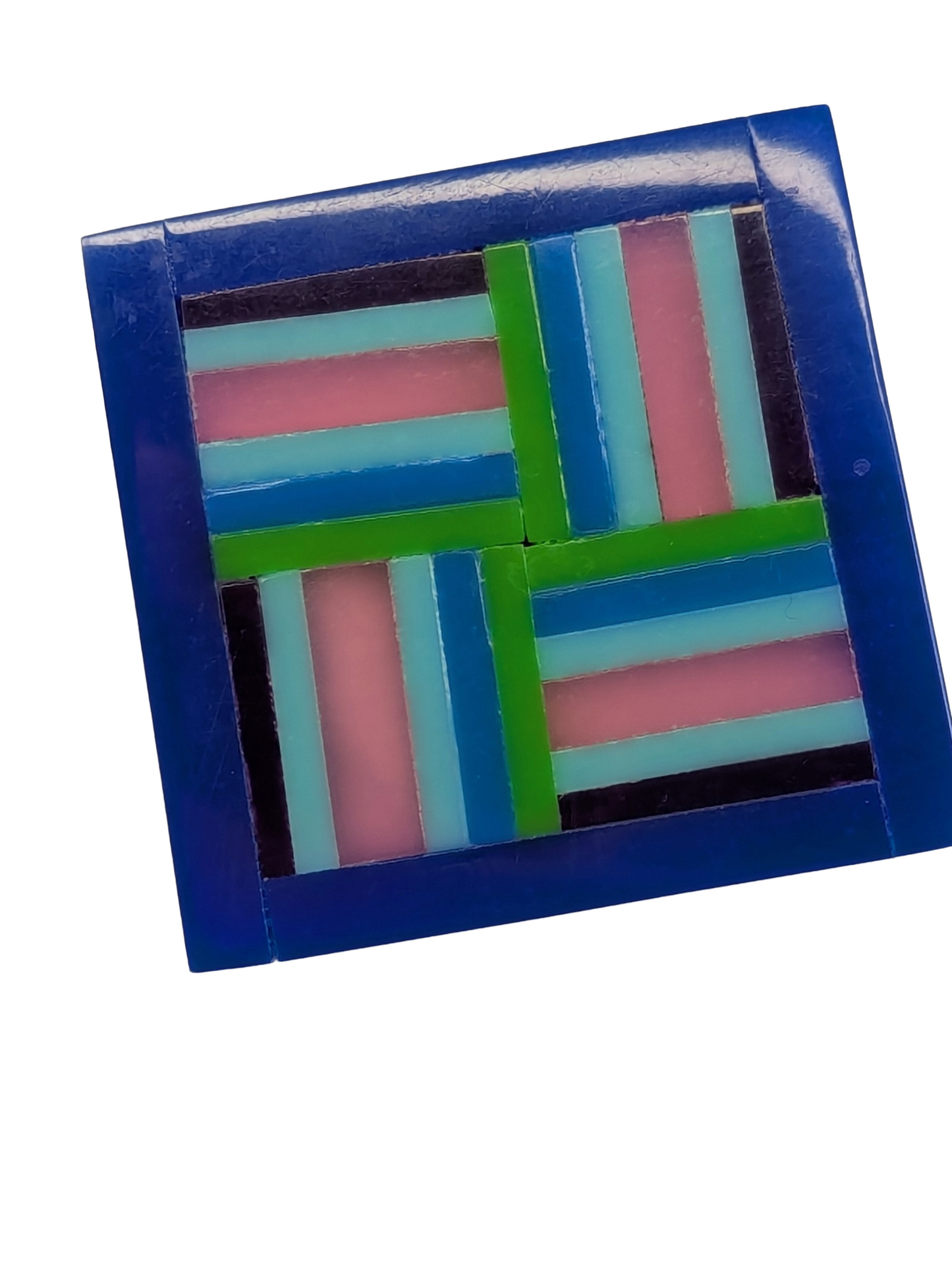 Blue Yosegi Zaiku Inspired Brooch