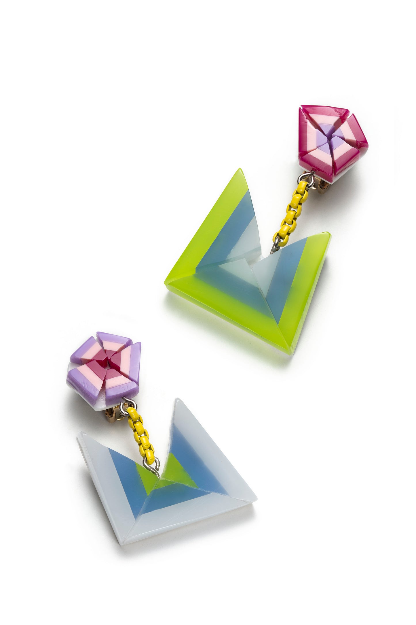 Abstract Pink Flower Statement Earrings (clip-on)