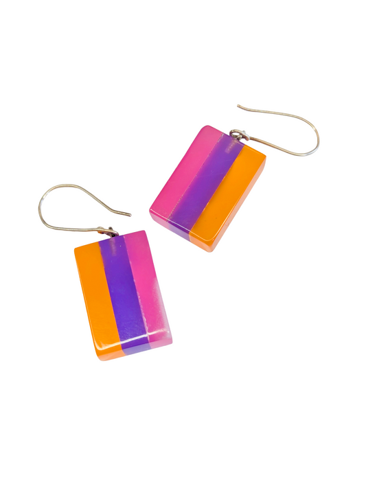 Sunset Stripe Rectangle Earrings